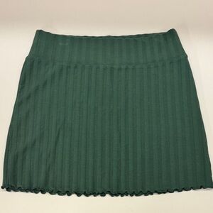Aerie Green Ribbed Mini Pencil Skirt for Casual Wear